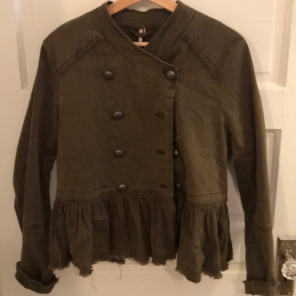Free People Army Jacket with Peplum Bottom - Picture 1 of 8